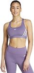 adidas Women's Performance Powerreact 3-Stripes Medium-Support Training Bra, Purple, X-Small (D-DD Cup)