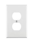 Leviton PJ8-W 1 Gang Duplex Receptacle Wall Plate, Midway Size, White