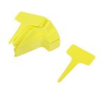 Generic 100Pcs 10Cm X 6Cm Yellow Plastic T-Type Plant Shrub Tree Seeds Tags Markers Nursery Garden Labels Pot