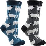 WHD Sheep Lamb Socks 2-Pack (Teal/Charcoal, Medium)