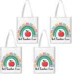 Saintrygo 4 Pack Teacher Canvas Tote Bags Teacher Appreciation Gifts Supplies for Women Daycare Teachers (Best Teacher Ever)