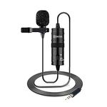 Boya 19 Feet Lavalier Microphone for Canon iPhone Podcast, Omnidirectional Condenser Recording Mic for Nikon Sony iPhone 8 8 plus 7 6 6s Plus DSLR Camcorder Audio Recorder Youtube Interview Video