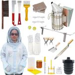 intonly Beekeeping Supplies, Bee Keeping Supplies All with Ventilated Bee Jacket, Hive Tool for Beekeeper, Beehive Strater Kit(XL, Gray)