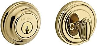 Baldwin SC.TRD.003.6L.DS.CKY.KD Traditional Round Single Cylinder Deadbolt, Polished Brass