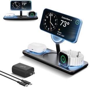 Nimble Podium 3-in-1 Wireless Charging Station for Apple, Qi2-Certified 15W Magsafe Charger Stand, Wireless Charger for iPhone 17 16 15 14 13 - Apple Watch - Airpods Series (Charger & USB-C Included)