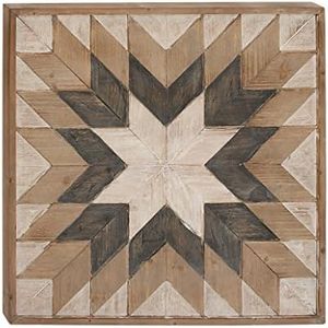 Deco 79 Wood Geometric Handmade Home Wall Decor Southwestern Wall Sculpture, Wall Art 30" x 2" x 30", Brown