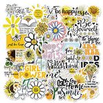 iDream Yellow Daisy Motivational Quote Refreshing Look Vinyl DIY Sticker for Notebook Suitcase Laptop Bicycle Helmet Car (Set of 50)