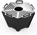 Onlyfire BBQ Charcoal Grill,15" Foldable Barbecue Firepit with Stainless Steel Cooking Grate, Portable Outdoor Firepit Bonfire for BBQ, Camping and Backyard Patio, Pentagon, GS357