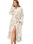 RONGTAI Womens Bathrobe Ladies Fleece Plush Warm Long Robes Fleece Nightgown Sleepwear, Brown Rabbit, Medium