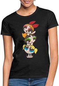 Spreadshirt Les Supers Nanas Powerpuff Girls Tour des Filles T-Shirt Femme, L, Noir