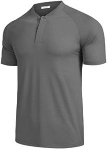 COOFANDY Men's Quick Dry Golf Polo Shirts Short Sleeve Henley Shirt Active Athletic Collarless Sports T Shirts