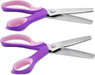 2 Piece Scalloped & Zigzag Pinking Shears Stainless Steel Handled Professional Dressmaking Sewing Scissors Zig Zag Fabric Craft Scissors