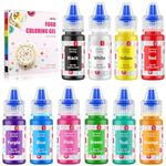 Gel Food Coloring - 10 Vivid Colors Gel Based Flavorless Edible Food Colouring Dye Cake Decorating Set for Kids Baking Macaron Frosting Fondant Cookie (6ml/Bottles)