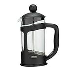 GLOW Classic Continental 350ml Black Cafetière – Premium Manual 1 Cup French Press Coffee Maker with Toughened Shockproof Glass Pot and Plunger Filter for Ground Beans Espresso Tea