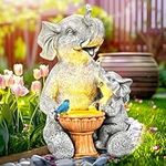 GIGALUMI Solar Garden Statues Loving Elephant Figurine Lights for Outdoor, Yard, Garden Decor Unique Housewarming Gifts for Mom, Women