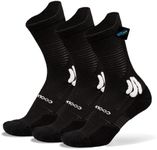 BRISIRA Coolmax Bamboo Viscose Compression Running Socks 3 Pairs Crew Athletic Anti Blister Cushioned Seamless Odor Control