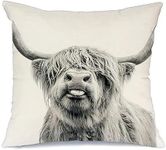 RABUSOFA Highland Cow Pillow Covers 16x16 Inch,Western Decor Wild Yak Throw Pillow Case,Farmhouse Cow Print Stuff Decorative Cushion Covers for Home Sofa Couch