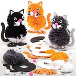 Baker Ross AT837 Cat Pom Pom Kits - Pack of 3, Creative Art and Craft Supplies for Kids to Make