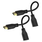 LEENUE HDMI Extension Cable, 4K 18cm High Speed HDMI Male to Female Cable, Short HDMI Extender, Supports 4K@60Hz, 3D, UHD, 2160p, Compatible with Fire TV Stick, PS5, PS4, HDTV, Monitor, 2 Pack