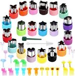 42Pcs Vegetable Cutter Shapes Set, BetterJonny Colorful Cookie Cutters Mini Fruit Molds with Food Picks and Cleaning Tools Decorating Tools for Baking and Food Accessories Crafts