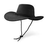 UltraKey Cowboy Hat, Sun Hat Faux Felt Leather Suede Travel Cap Western Hat Outdoor Sun Protect Black