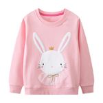 Smazero Girl's Sweatshirt Cotton Rabbit Christmas Jumper Kids Crew Neck Sweat Shirt Tops for Children 2-7 Years Clothes