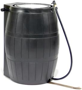 FCMP Outdoor RC4000-BLK 50-Gallon BPA Free Flat Back Home Rain Catcher Water Storage Collection Barrel for Watering Outdoor Plants & Gardens, Black