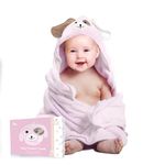 FOREVERPURE Premium Baby Hooded Towel Viscose Made of Bamboo, Super Absorbent, Design Girl and Boy. Ultra Soft, X-Large, 35 x 35 inches, Pink.