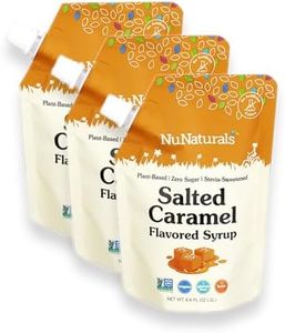 NuNaturals Stevia Syrup, Sugar-Free Sweetener, Plant-Based Sugar Substitute, Zero Calorie, Salted Caramel, 6.6 oz (3-Pack)