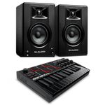 Recording Studio Package - Akai Professional MPK Mini MK3 USB MIDI Keyboard Controller and M-Audio BX3 3.5" 120W Speakers, with Production Software, black