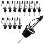 Ewwtrey 12pcs Bottle Pourers for Spirits, Speed Pourers Liquor Pourers, Stainless Steel Freeflow Spirit Pourer, Liquor Pourers Tapered Spout for Home Bar Olive Oil Bottles Stopper Pourers