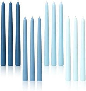 Viyffo 10 Inch Taper Candles Blue Set of 12 Unscented, Dripless, Smokeless Long Tall Tapered Candlesticks Wedding Home Decor Dinner Natural Color Series