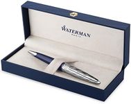 Waterman Carene Ballpoint Pen | Metal & Blue Lacquer | Chiselled Cap | Blue Ink | Gift Box