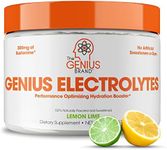 Genius Electrolytes Powder Drink Mix, Lemon Lime, 30 Servings - Natural Hydration Booster & Endurance Supplement with Potassium, Magnesium & Zinc - Sugar Free & No Artificial Sweeteners or Dyes