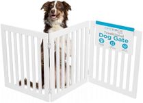 INTERNET'S BEST Dog Gate Indoor Freestanding Pet Barrier, Folding Wood Dog Fence, Extra Wide Doorway Puppy Gate, Indoor Animal Privacy Panel, Wooden Cat Fence - 3 Panel - 24", White