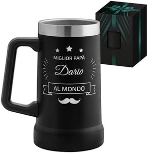 Maverton Boccale da birra per camping in acciaio inox - Tazza termica personalizzata 700ml - Bicchiere termico nero - Tazza personalizzata - Regalo uomo - Regalo papa compleanno - Idee regalo papà