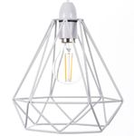 Giggi White Cage Metal Basket Ceiling Light Shade, Wrought Iron Ceiling Fitting Light & Industrial Style Ring Light for Indoor and Metal Basket Pendant Light Shade with lamp Shade Reducer Ring