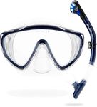 CRESSI Tino & Scilla – Snorkelling Combo Set with Tino Mask and Scilla Snorkel, One Size, Adults, Clear/Blue Navy