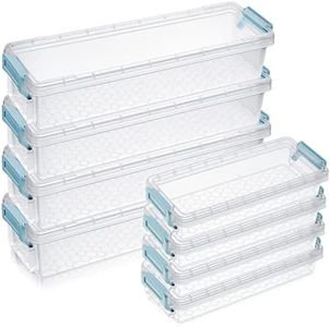 Gueevin 8 Pcs Long Plastic Stackable Box Large Capacity Pencil Box Clear Plastic Supply Box for School Pencil Container Plastic Storage Organizer Box for Classroom Drawing Tools Storage, 2 Sizes