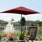 AMMSUN 6.6 x 4.3ft Rectangular Patio Umbrella Outdoor Table Umbrella Steel Pole and Ribs, Push Button Tilt, Maroon