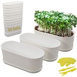 Window Box Planter with Saucers, 10 Sets Rectangular Planter with Multiple Drainage Holes and Trays,Plastic Flower Plant Pots, Window Planter for Succulent Cactus Orchid Flowers Vegetable Herb