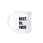 3dRose Best Dj Ever Fun Job Pride Gifts for Music Deejay Black Ceramic Mug, 15 oz, 11.43 x 8.45 x 12.7 cm