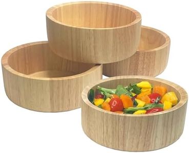 Woodard & Charles Set of 4 Wood Individual Salad Bowls, Snack Serving Bowls, 6 1/2" x 2 1/2"