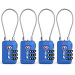 BV TSA Approved Luggage Travel Lock, Set-Your-Own Combination Lock for School Gym Locker, Luggage Suitcase Baggage Locks, Filing Cabinets, Toolbox, Case (Blue, 4 Pack)