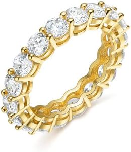 Gemsme 18K Yellow Gold Filled Cubic Zirconia Eternity Band Ring for Women