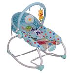 INFANTSO Baby Rocker & Bouncer for 0 to 2 Years (Blue), Portable Rocker for Newborn with Mosquito Net, U-Shaped Pillow with Calming Vibrations, Soft Music & Hanging Toys, Adjustable Toddler Swing