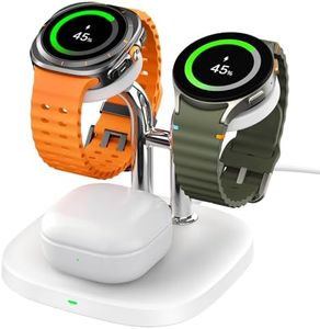 SwanScout Dual Watch Charger for Samsung, Wireless Charger for Samsung Galaxy Watch 6/6 Classic/5 Pro/5/4 Classic/3/Active 2, Galaxy Buds 2 Pro/Galaxy Buds+, SwanScout 704S