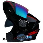 Motorcycle Helmet Flip Up Helmet with Bluetooth Modular Double Sunvisor Full Helmet Unisex Helmet,Installation-free Integrated Communication, DOT/ECE Certified (C, M(57~58))