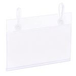 sourcing map Label Holder with Hanging Buckle 80x55mm Clear Plastic for Wire Shelf, Pack of 50