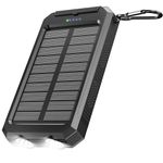 Solar-Charger-Portable-Charger, Power Bank 30000mAh Battery Pack with Dual 5V USB-A Port Output Compatible with iPhone, iPad, 2 x Bright LED Flashlight Perfect for Hiking, Camping, Outdoors